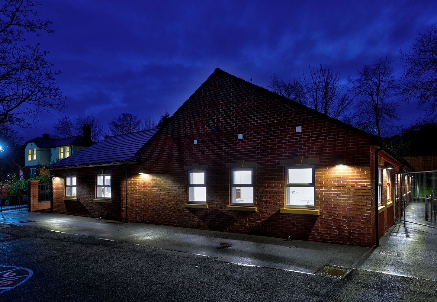 Classroom block at night